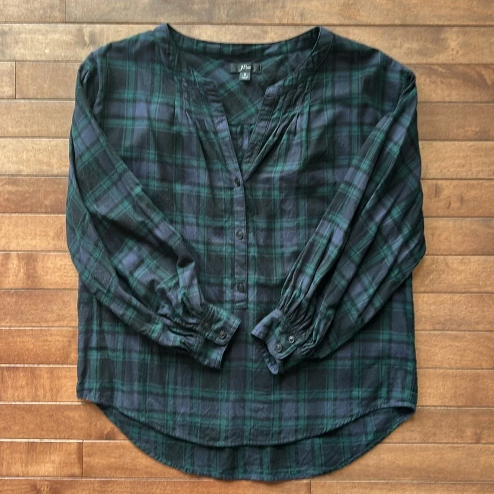 J. Crew Women’s Black Plaid Flannel Top Size Small